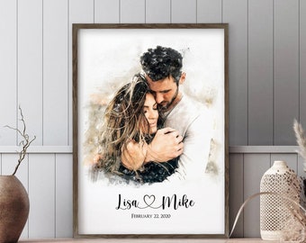 Custom portrait of the couple, Family Portrait, Gift wedding day gift for bride and groom, Birthday Gift For Husband,  Portrait from photo
