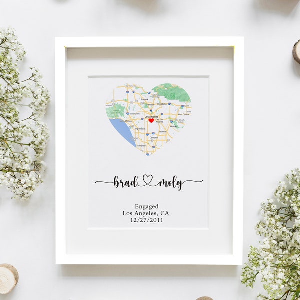 Engagement Map Print Gift for Future Mrs, Engagement Gift for Couple, Map Print, Engagement Print, Fiancé Gift, Bridal Shower Gift for Bride