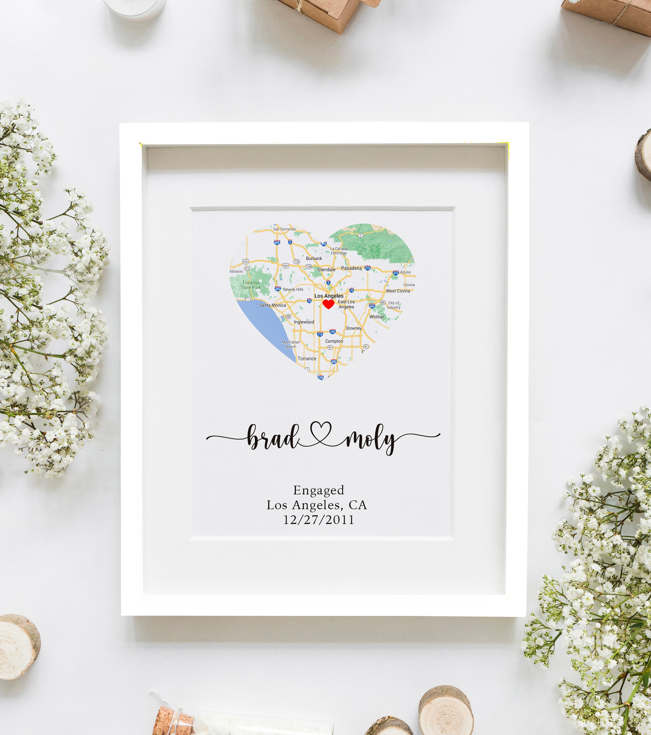 Engagement Map Print Gift for Future Mrs, Engagement Gift for Couple,…