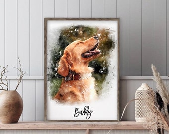 Watercolor dog painting , Dog lover gift, Custom watercolor pet portrait, Dog Remembrance gift, Pet painting, Dog Portrait from photo Pet