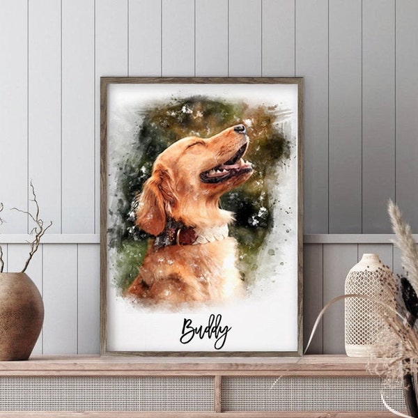 Watercolor dog painting , Dog lover gift, Custom watercolor pet portrait, Dog Remembrance gift, Pet painting, Dog Portrait from photo Pet