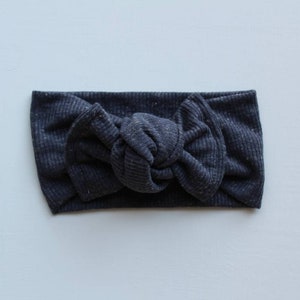 Heathered Charcoal knot bow headband, chunky bow headband, bow headwrap, toddler bow headband, baby headband, bow headband
