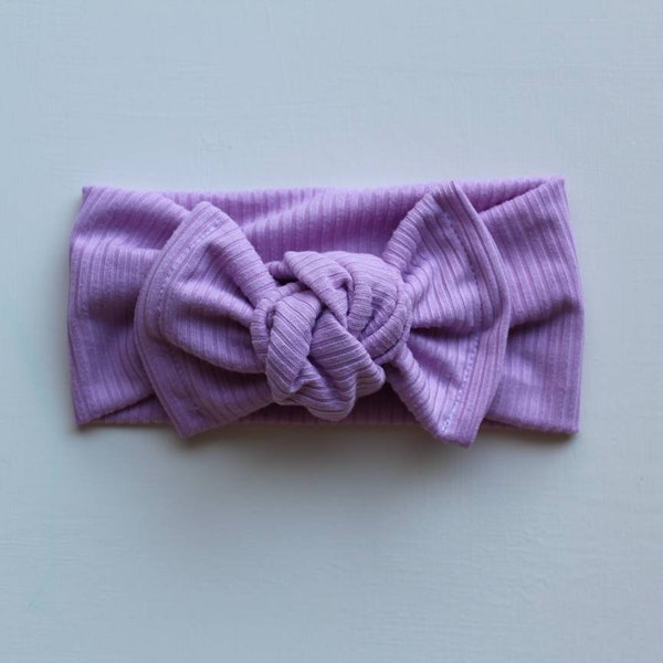 Lavender Lilac Purple knot bow headband, chunky bow headband, bow headwrap, toddler bow headband, baby headband, bow headband