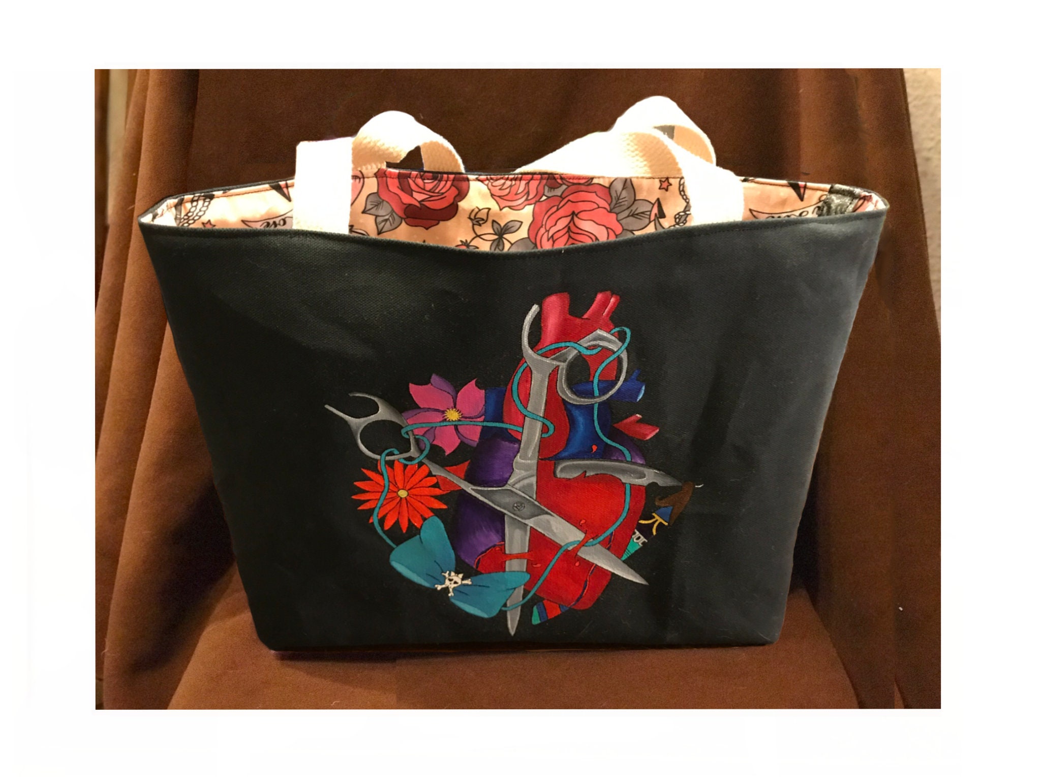 Custom Hand Painted Tote Handbagcustomer Provide the Bag 