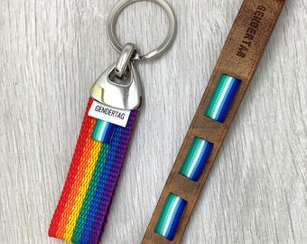 Gay Male Pride Flag Keyfob, Gay Man MLM Keyring, LGBTQIA Keychain, MLM Pride Keychain, Gay Male Pride Keychain or Wristlet, Pride Gift