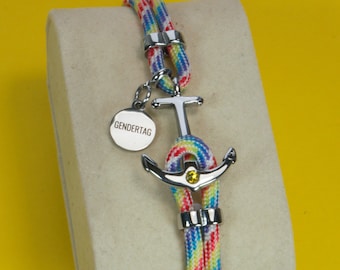 Bisexual Bracelet, LGBTQIA Gift, Adjustable Paracord, Bi Pride Jewelry, Bisexual Pride, Bisexual Flag, Bisexual Gift, Bi Jewelry, Anchor