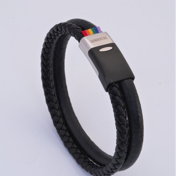 Gay pride bracelet, coming out gift, leather cord bracelet