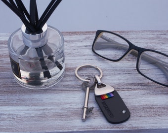 Leather crystal keyring, pride ally keyring