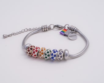 Pride bracelet, rainbow bracelet, crystals