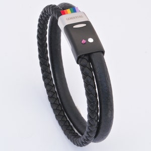 Gay pride bracelet, coming out gift, leather cord bracelet image 9