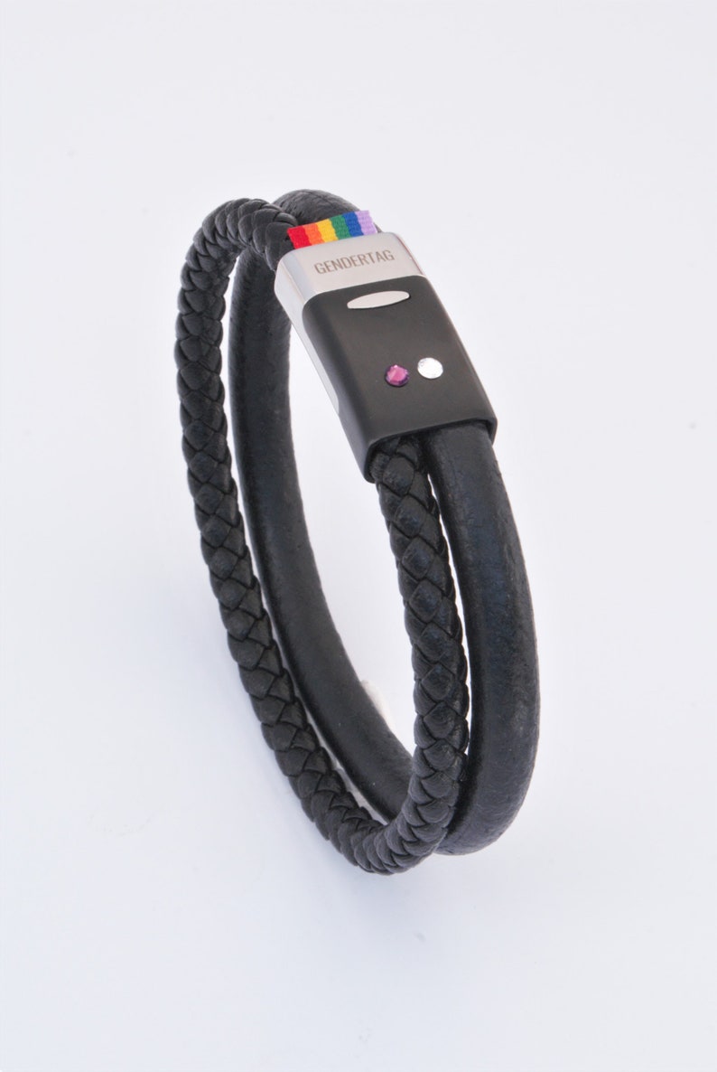 Gay pride bracelet, coming out gift, leather cord bracelet image 9