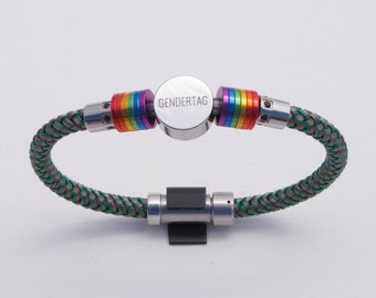 Rainbow Bracelet, Stainless Steel Bracelet with Pride Colours, Christmas Gift UK for Gay Pride, LGBTQIA+ Gift, Gay Pride Jewellery