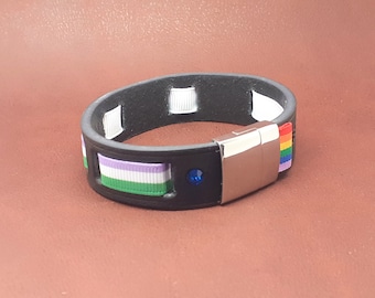 Genderqueer LGBTQ bracelet, Queer Pride Wristband, Genderqueer Pride Flag, Pride Jewelry, Pride Gift for Daughter Son Mum Dad Wife Husband