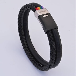 Gay pride bracelet, coming out gift, leather cord bracelet image 10
