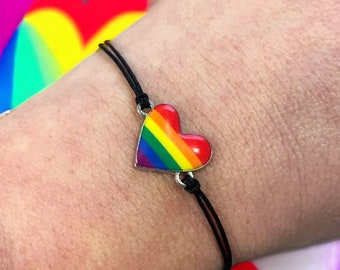 Rainbow Heart Bracelet, Gay Valentine's Gift for Lesbian, Gay Pride Bracelet, Gift for Gay Husband, LGBTQIA Gift, Pride Festival Bracelet
