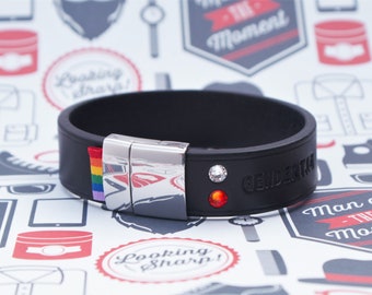 Gay gift for him, mr and mr, pride leather bracelet