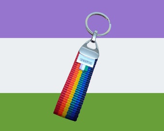 GenderQueer Pride Keyring, LGBTQIA Keychain, Discrete GenderQueer Gift, LGBTQIA+ Keyring, GenderQueer Flag, GenderQueer Pride Month Gift