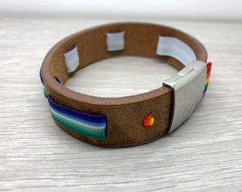 Gay Man MLM Pride Bracelet, Stylish Statement Bracelet for Gay Men, LGBTQIA Gay Pride Jewelry, Gay Male Gifts, Gay Man MLM Leather Wristband