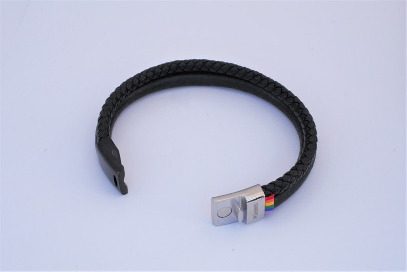 Gay pride bracelet, coming out gift, leather cord bracelet image 3