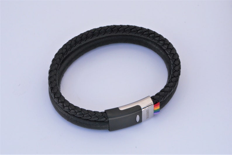 Gay pride bracelet, coming out gift, leather cord bracelet image 2