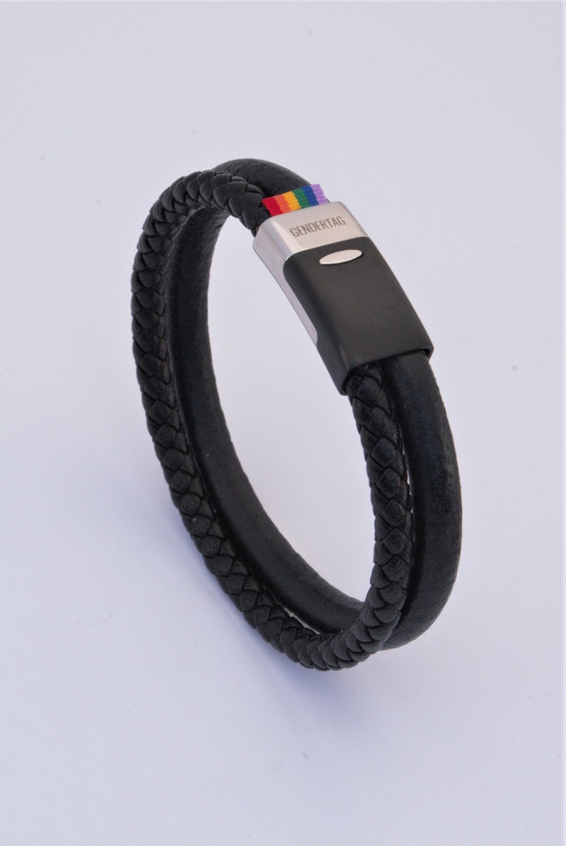 Gay pride bracelet, coming out gift, leather cord bracelet image 1