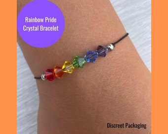 Rainbow Crystal Wish Bracelet, LGBTQIA+ Jewellery, Pride Jewelry, Pride Gifts, LGBTQA+, Pride Ally Bracelet, Gay Couple or Friend Gift