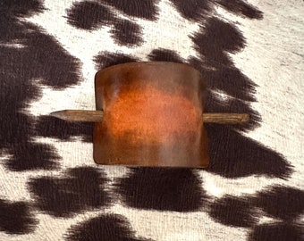 Boho leather stick barrette slide