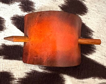 Boho ombré leather stick barrette slide