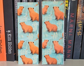 Capybara Bookmark, Reading Gift for Her, Laminated Bookmark, Page Keeper, Page Marker, Reader Accessories, Bookish Merch, Book Nerd