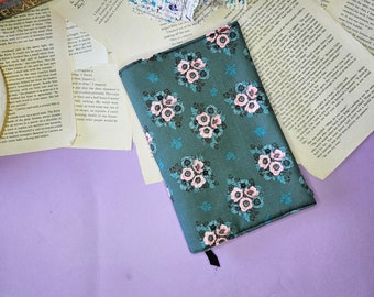 Floral Dust Jacket, Book Nerd Gift, Floral Book Sleeve, Bookish Merch, Reading Gift for Her, Fabric Dust Cover, Reader Accessories