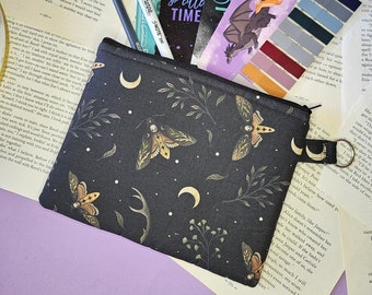 Moth Annotating Pouch, Fabric Zipper Pouch, Student Gift Ideas, Fabric Pencil Case, Reading Accessories, Book Club Gift, Bookish Merch