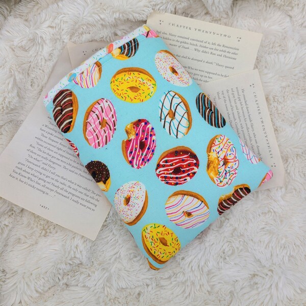 Donut Book Sleeve, Kindle Gifts, Book Protector, Donut Book Cover, Reading Gift for Her, Padded Book Sleeve, Bibliophile Gift, Bookish Merch