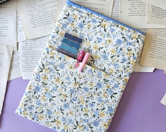 Floral Book Sleeve with Pocket, Reading Gift for Her, Paperback Protector, Kindle Sleeve, Bookish Merch, Bibliophile Gift, E-Reader Pouch