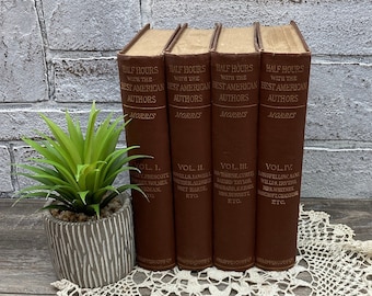 1886 Half Hours With the Best American Authors 4 Volumes ANTIQUE Hardcover Books Short Stories Classic Literature stoneridgebooks FREE Ship