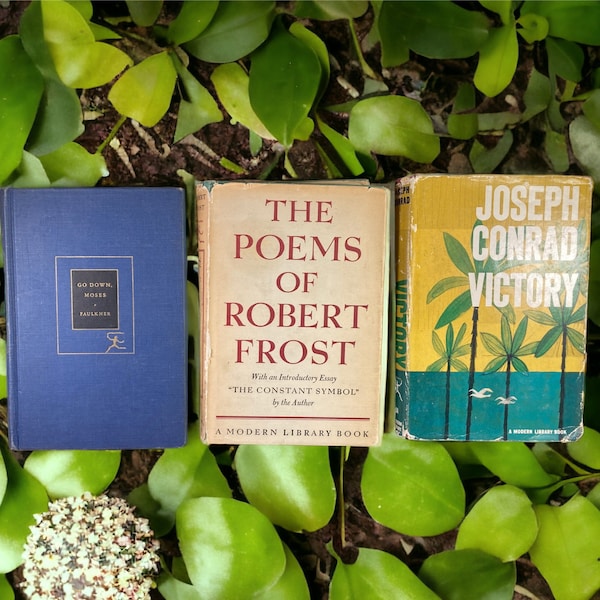 Choose: Victory ~ Joseph Conrad / The Poems of Robert Frost / Go Down, Moses ~ William Faulkner Hardcover Vintage / Antique Books~ Free Ship