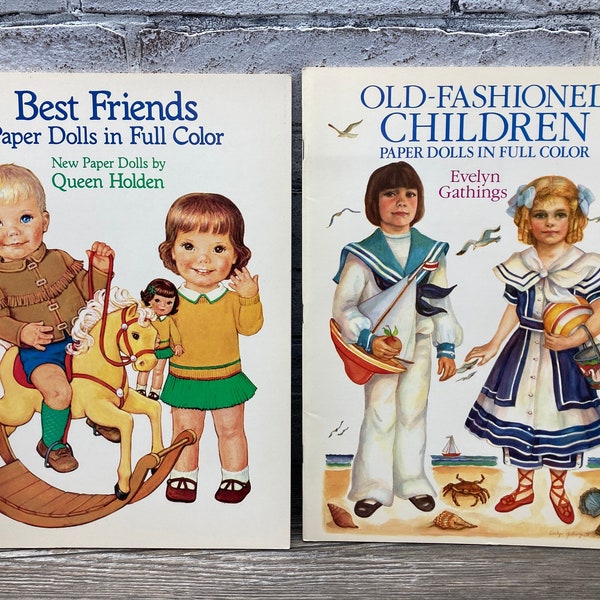 1980s Dover Publications Paper Dolls ~UNUSED~ Best Friends Queen Holden / Old Fashioned Children Evelyn Gathings Interactive Pretend Play