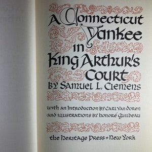 1948 &quot;A Connecticut Yankee in King Arthur&#39;s Court&quot; Samuel L Clemens Illustrations Honore Guilbeau Vintage Hardcover Book The Heritage Press