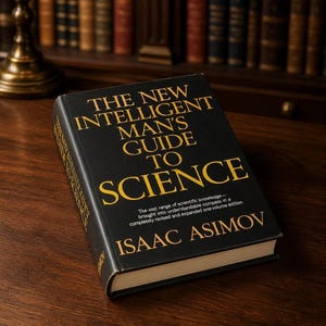 May include: A hardcover book titled The New Intelligent Man's Guide to Science by Isaac Asimov. The book features a black cover with gold lettering. The subtitle reads: The vast range of scientific knowledge brought into understandable compass.