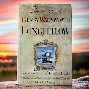 1947 &quot;Favorite Poems of Henry Wadsworth Longfellow&quot; Classic Literature Poetry Hardbound Dust Jacket Vintage Book American Poet FREE Shipping