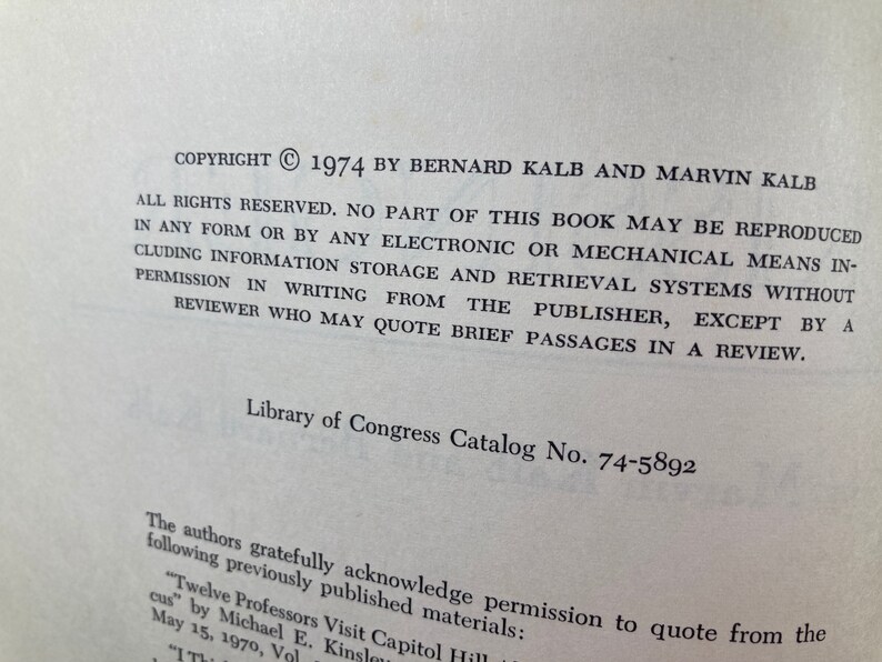 1974 kissinger Marvin and Bernard Kalb Biography Etsy
