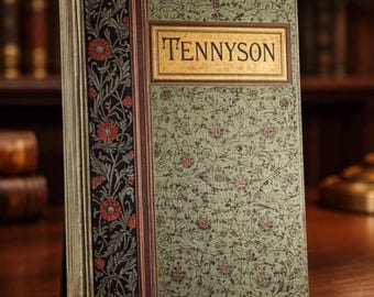 Antique Tennyson Poetic Works Book 1895 Inscribed Gilt Decorated Victorian Poetry Decor