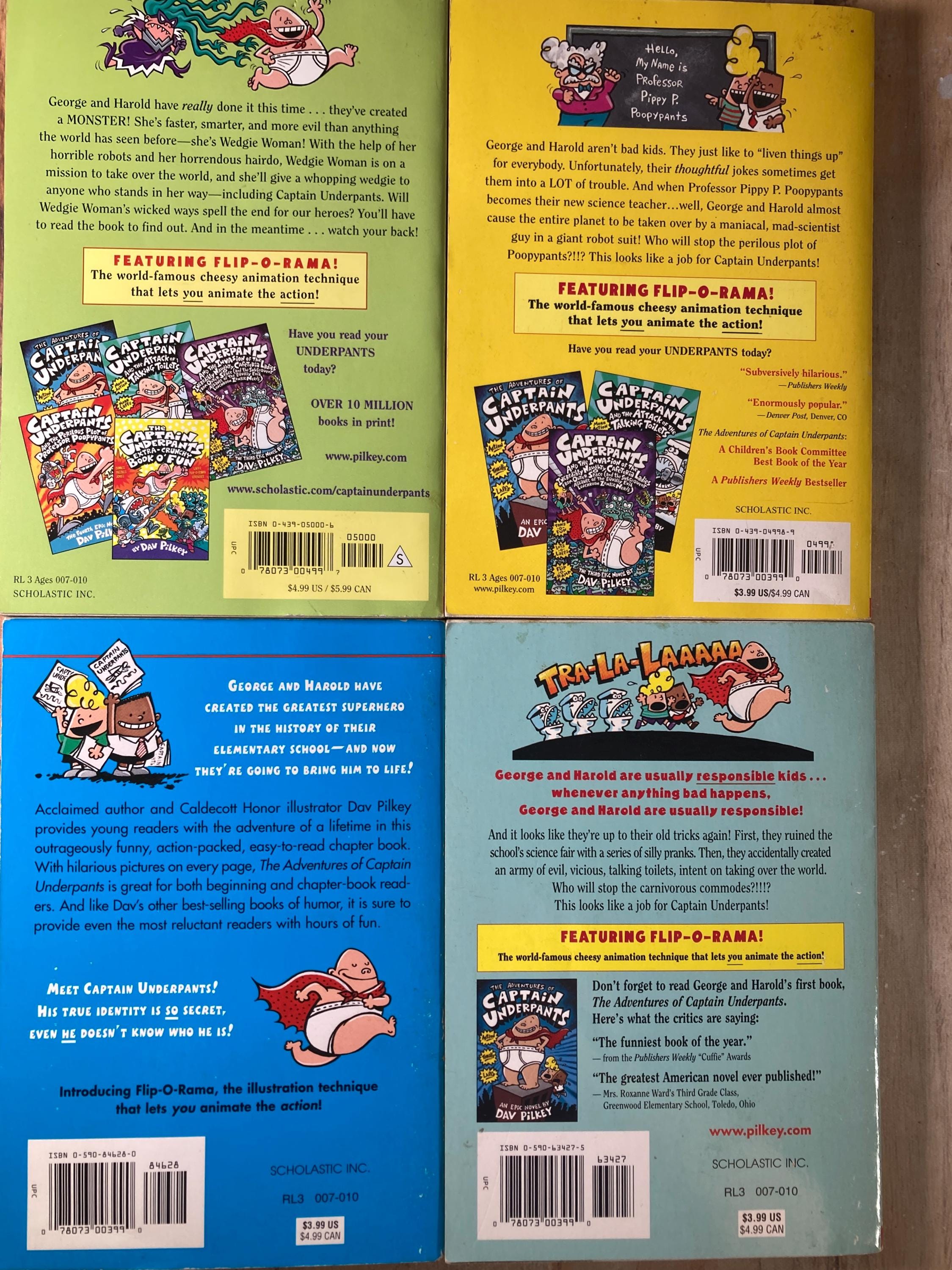 CAPTAIN UNDERPANTS ~ Vintage Paperbacks ~set of 4 CAPTAIN UNDERPANTS ~ Vintage Paperbacks ~set of 4