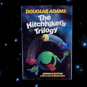 1983 &quot;The Hitchhiker&#39;s Trilogy&quot; First Edition Douglas Adams Vintage Hardcover Book Dust Jacket Fantasy Science Fiction Free Shipping
