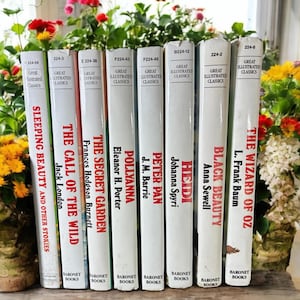 Vintage Great Illustrated Classic Books ~Set of 8~ Hardcover Young Adult Fiction Classic Literature Adaptations Home Library Free Shipping