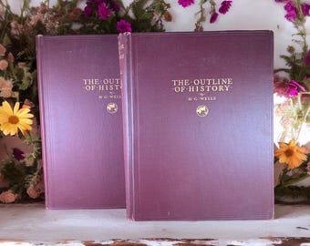 1926 HG Wells "Outline of History" Antique Book Set
