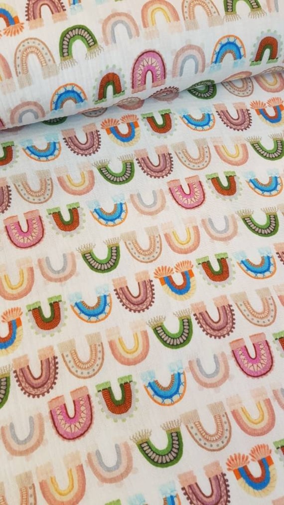 Rainbow muslin fabric deals