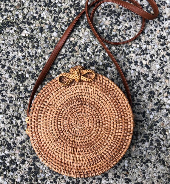 Round Rattan Bag Etsy Canada