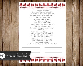 Printable Elf Santa List Letter, Instant Download Letter from Elf, Christmas Elf Letter