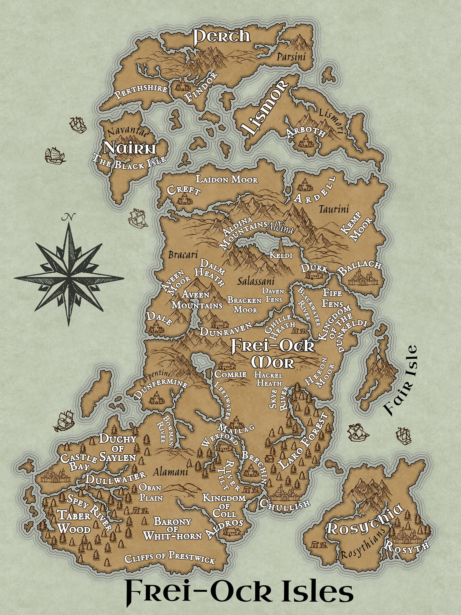 Custom Parchment Fantasy Book Map | Large | Roleplaying Map | DND ...
