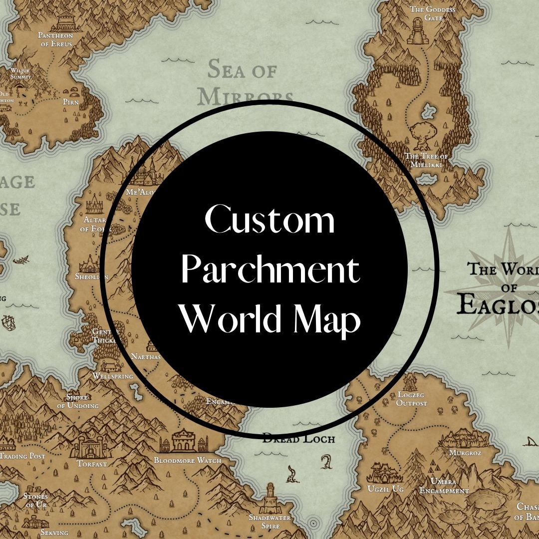 Custom Parchment Fantasy Book Map Roleplaying Map DND Etsy